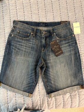 Lucky Brand Men's-Style Boyfriend Denim Shorts in Medium Blue Wash